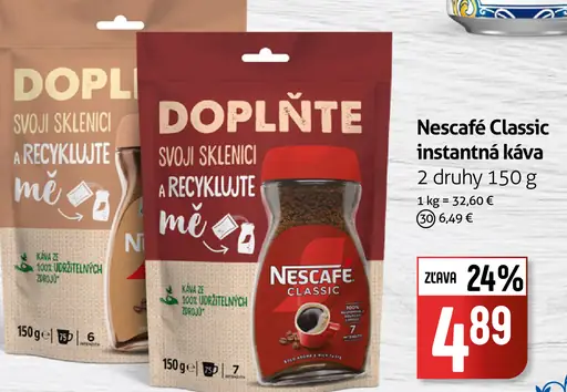 Nescafé Classic instantná káva 2 druhy