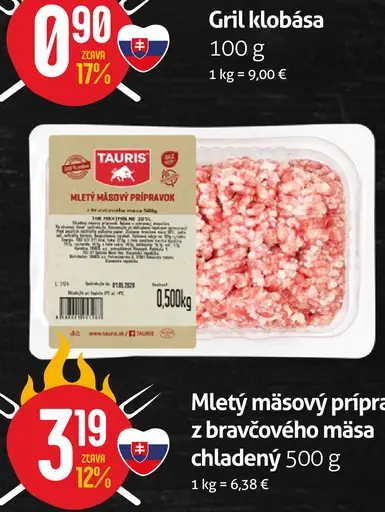 Mletý mäsový prípravok z bravčového mäsa chladený