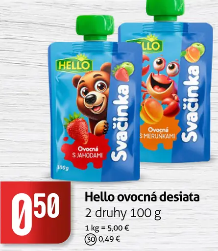 Hello ovocná desiata rôzne druhy