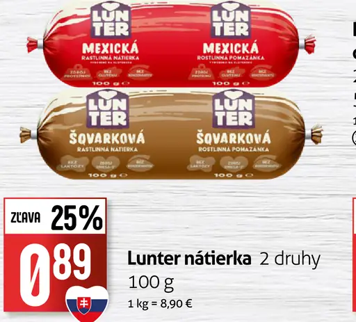 Lunter nátierka rôzne druhy