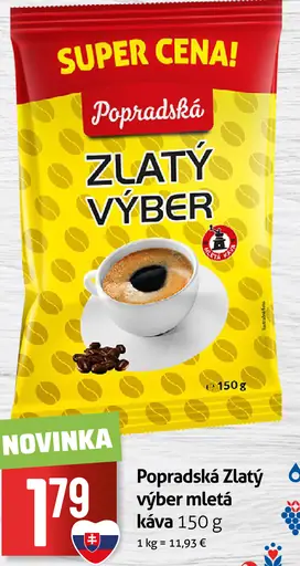 Popradská Zlatý výber pražená mletá káva