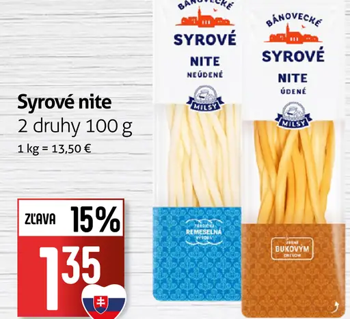 Bánovecké syrové nite – neúdené, údené