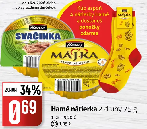 Hamé nátierka Májka, Svačinka