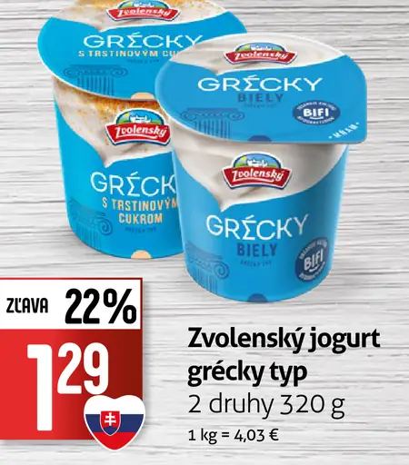 Zvolenský jogurt grécky typ
