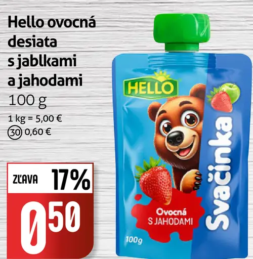 Hello ovocná desiata s jahodami a jahodami