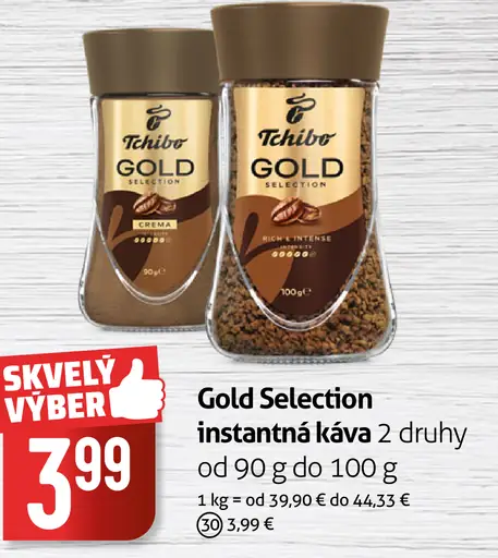 Tchibo Gold Selection instantná káva – Cream, Mild & Intense