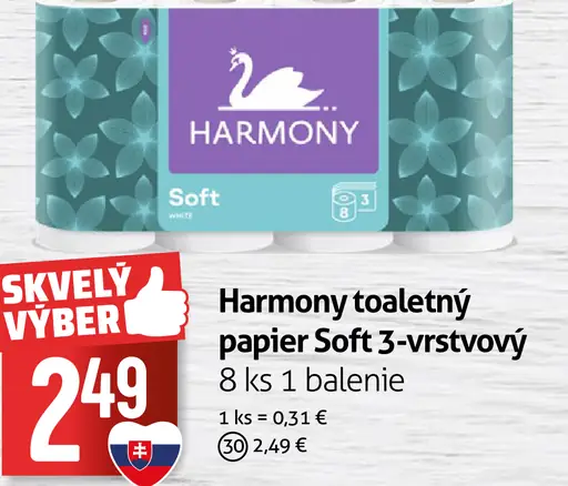 Harmony Soft 3-vrstvový toaletný papier