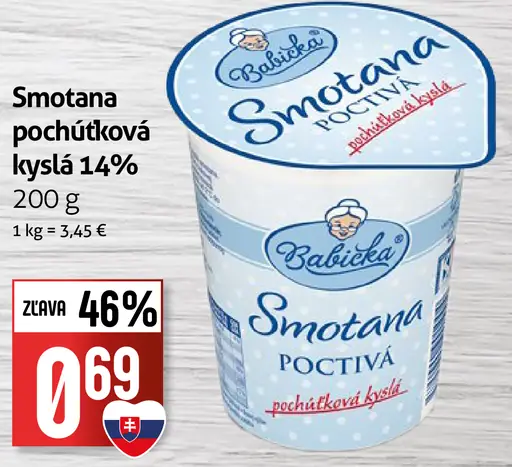 Babička Smotana pochúťková kyslá 14 %