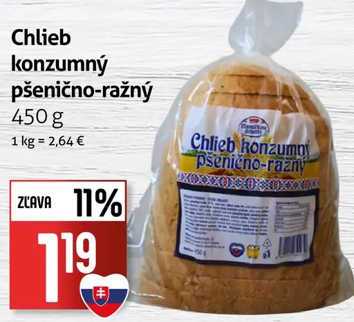 Chlieb konzumný pšenično-ražný