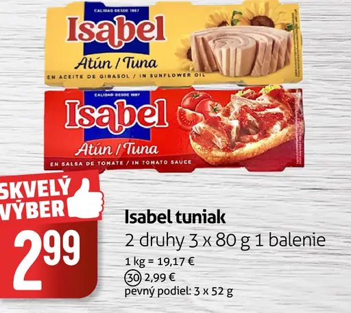 Isabel tuniak – 2 druhy