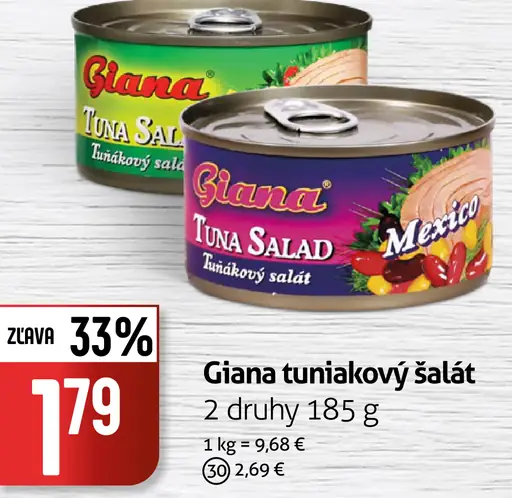 Giana tuniakový šalát viac druhov