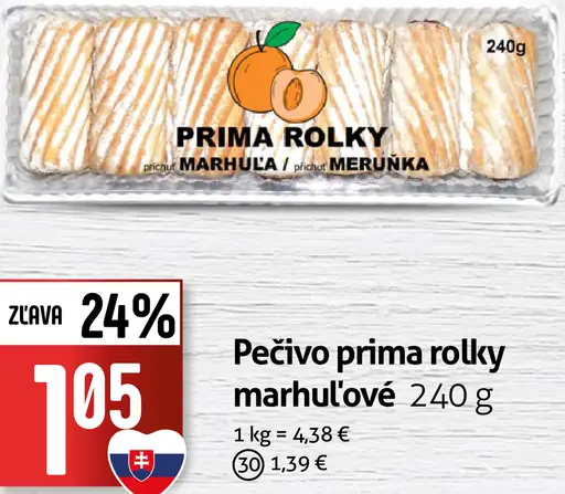 Pečivo Prima rolky marhuľové
