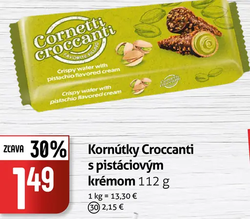 Kornútky Croccanti s pistáciovým krémom