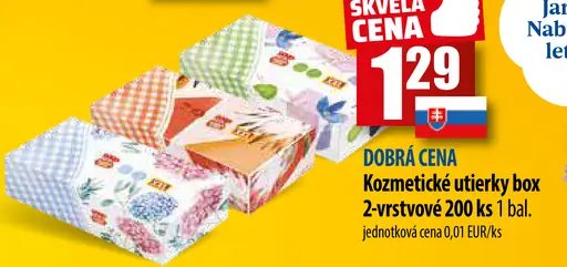 Kozmetické utierky box 2-vrstvové