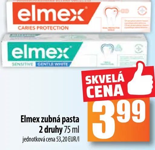 Elmex zubná pasta 2 druhy