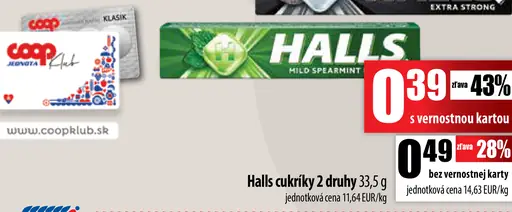 Halls cukríky 2 druhy