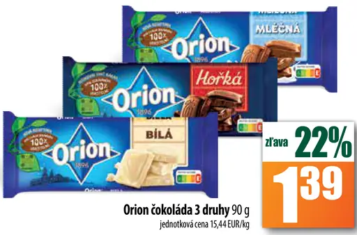 Orion čokoláda 3 druhy