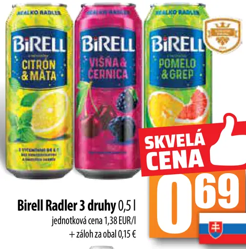 Birell Radler 3 druhy