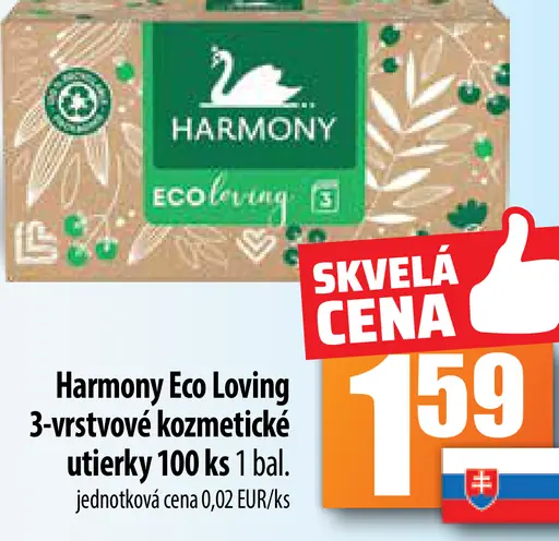 Harmony Eco Loving 3-vrstvové kozmetické utierky