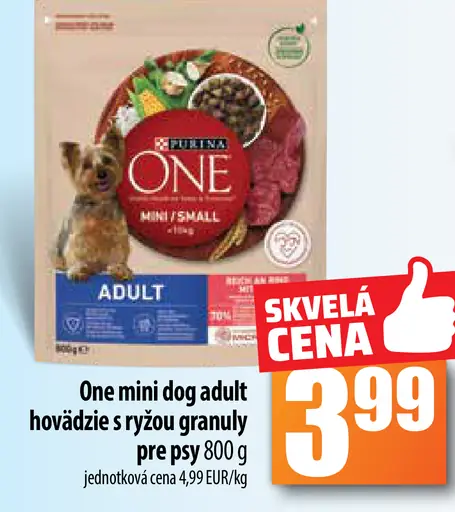 One mini dog adult hovädzie s ryžou granuly pre psy