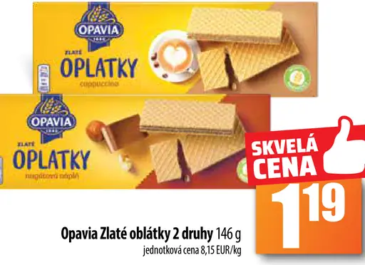 Opavia Zlaté oplátky 2 druhy