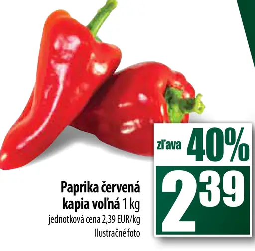 Paprika červená kapia voľná