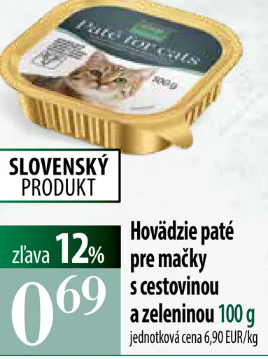 Hovädzie paté pre mačky s cestovinou a zeleninou