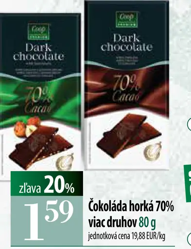 Čokoláda horká 70% viac druhov