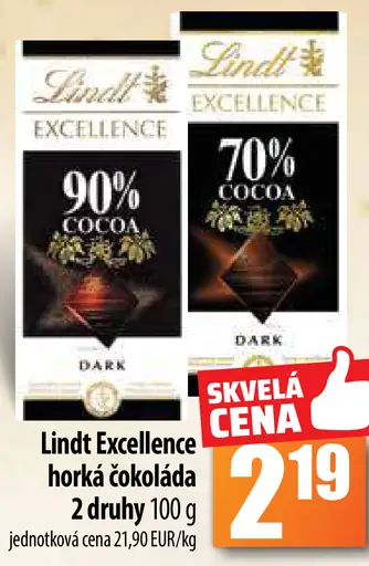 Lindt Excellence horká čokoláda 90%