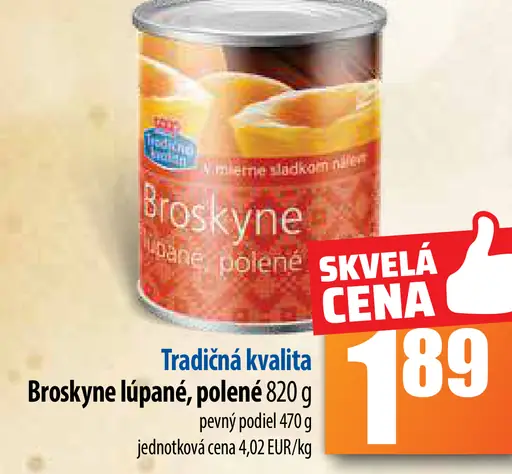 Broskyne lúpané, polené