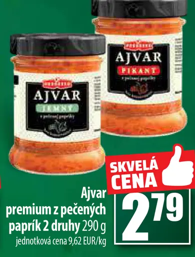 Ajvar premium z pečených paprík 2 druhy