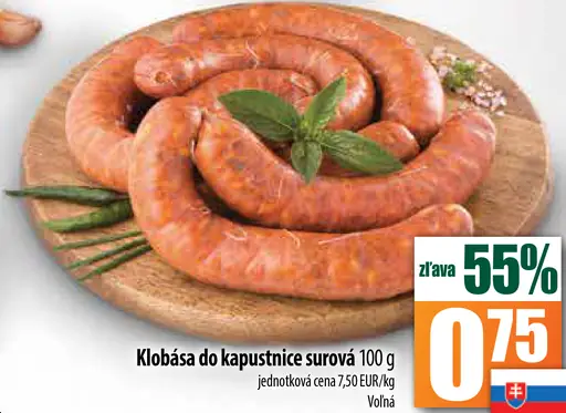 Klobása do kapustnice surová