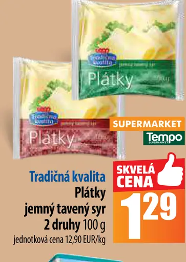 Plátky jemný tavený syr