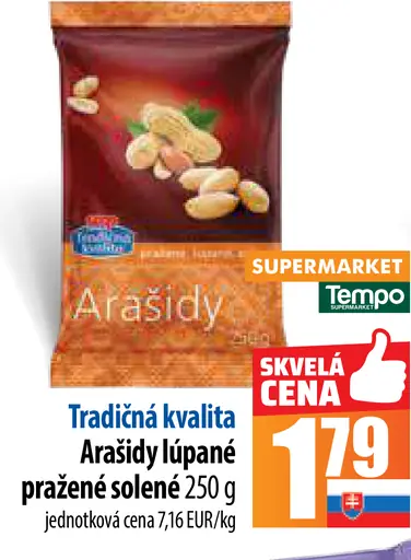 Arašidy lúpane pražené solené