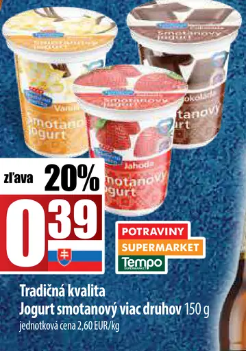 Jogurt smotanový viac druhov