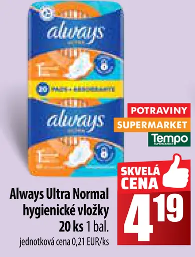 Always Ultra Normal hygienické vložky