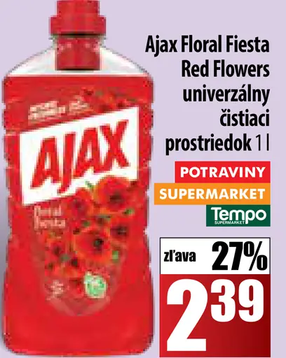 Ajax Floral Fiesta Red Flowers univerzálny čistiaci prostriedok