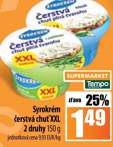 Syrokrém čerstvá chuť'XXL