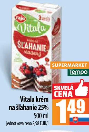 Vitalа krém na šľahanie 25%