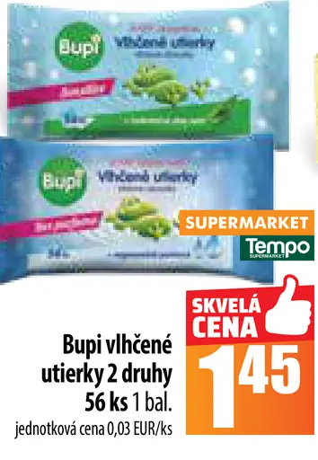 Bupi vlhčené utierky 2 druhy