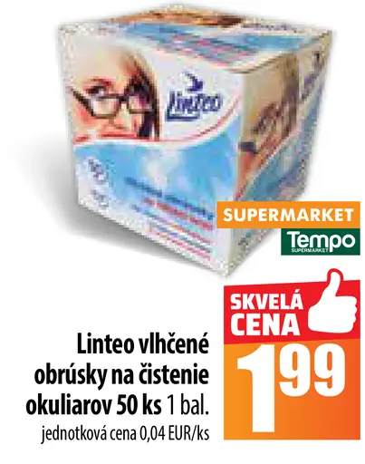 Linteo vlhčené obrúsky na čistenie okuliarov