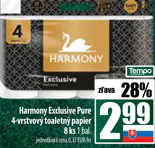 Harmony Exclusive Pure 4-vrstvový toaletný papier