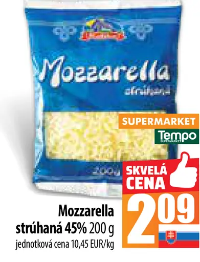 Mozzarella strúhaná 45%