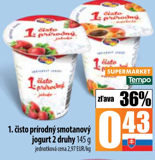 čisto prírodný smotanový jogurt 2 druhy