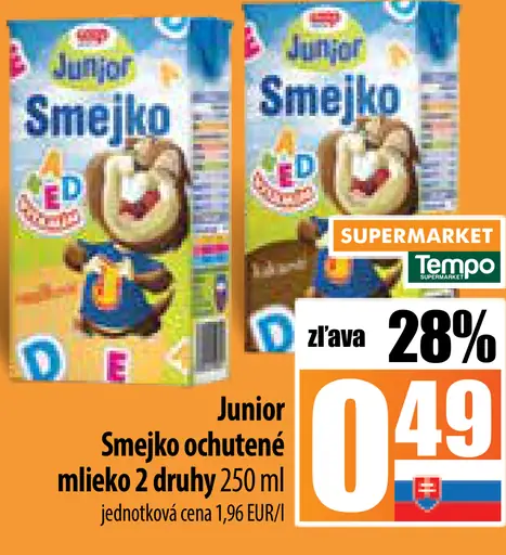 Smejko ochutené mlieko 2 druhy