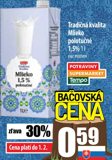 Tradičná kvalita Mlieko polotučné