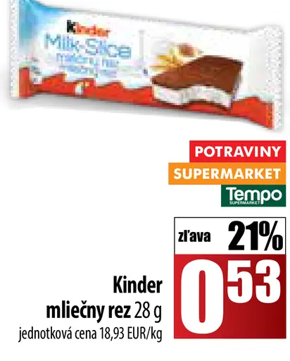 Kinder mliečny rez