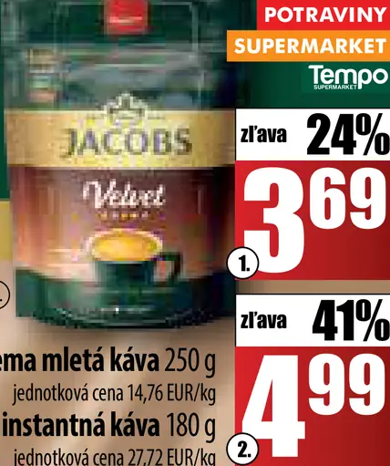 Jacobs Velvet Crema rozpustná káva