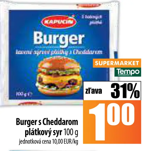 Burger s Cheddarom plátkový syr