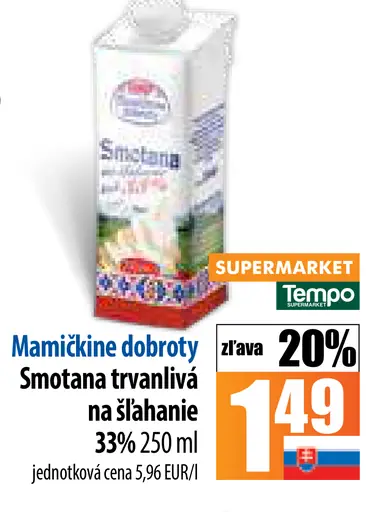 Mamické dobroty Smotana trvanlivá na šľahanie